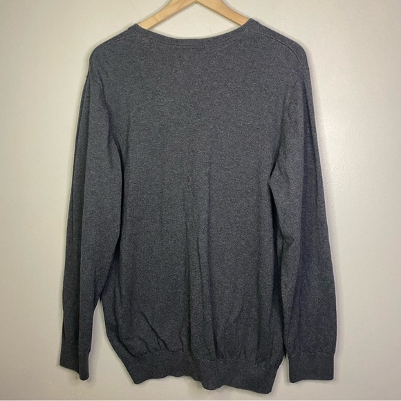 LL Bean cotton cashmere V neck sweater large tall LT navy blue - Picture 3 of 6